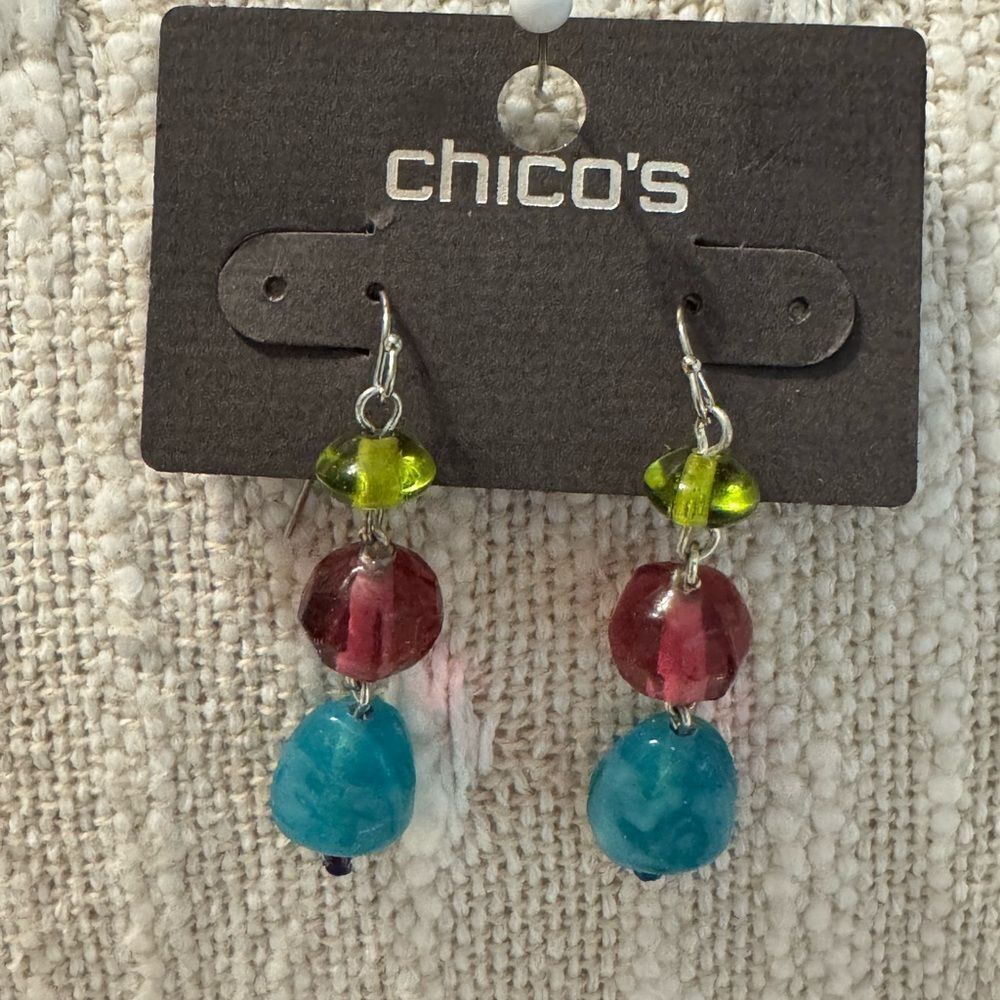 0111-Chico's‎ Multicolor Beaded Earrings
